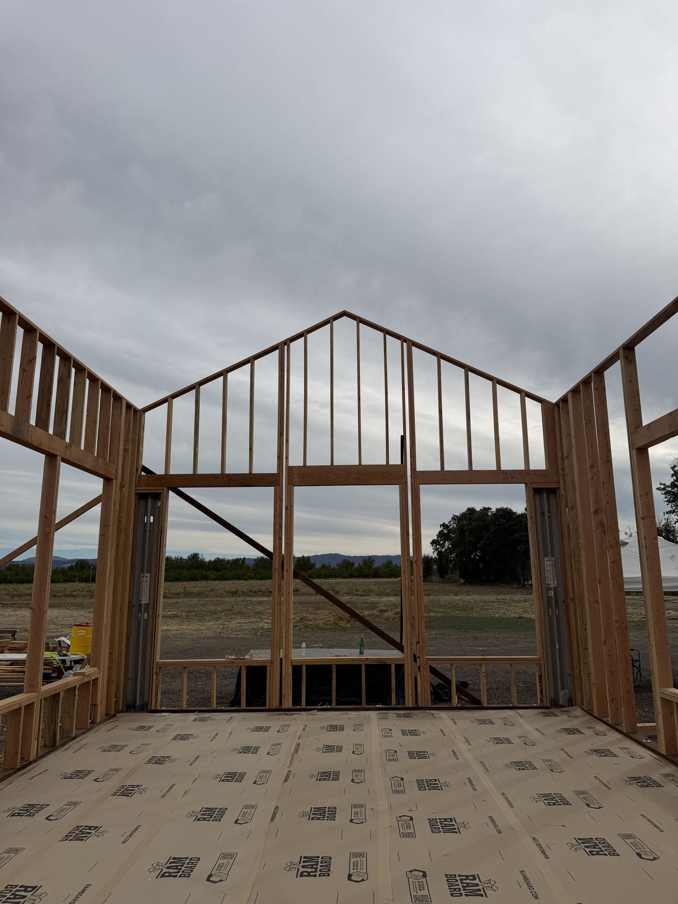 Design-build custom home in Kelseyville, framed great room