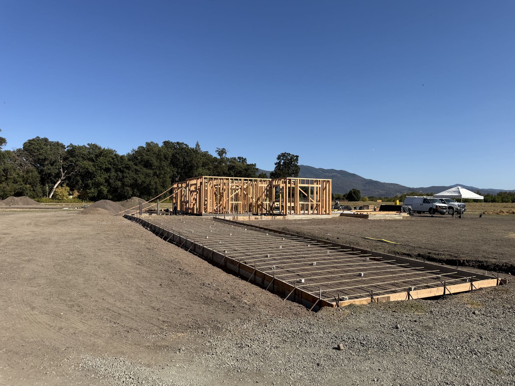 Design-build custom home in Kelseyville during framing