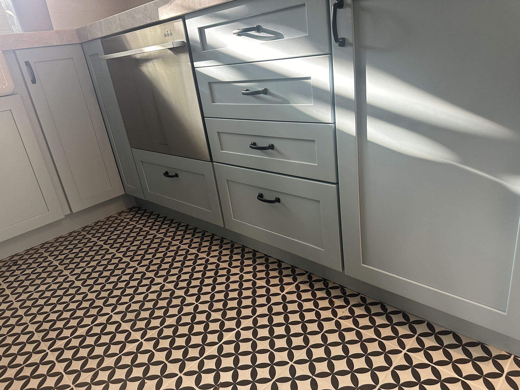 Drawer bank next to the dishwasher